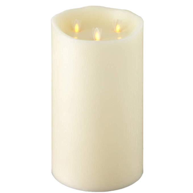Large Liown Flameless Candle: Tri-flame, 3 Wick, Unscented Moving Flame Candle with Timer (10