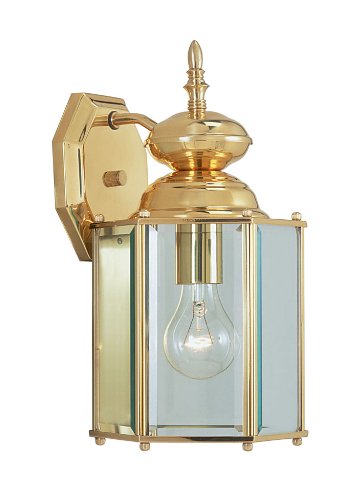 Livex Lighting 2007-02 Outdoor Wall Lantern with Clear Beveled Glass Shades, Polished Brass