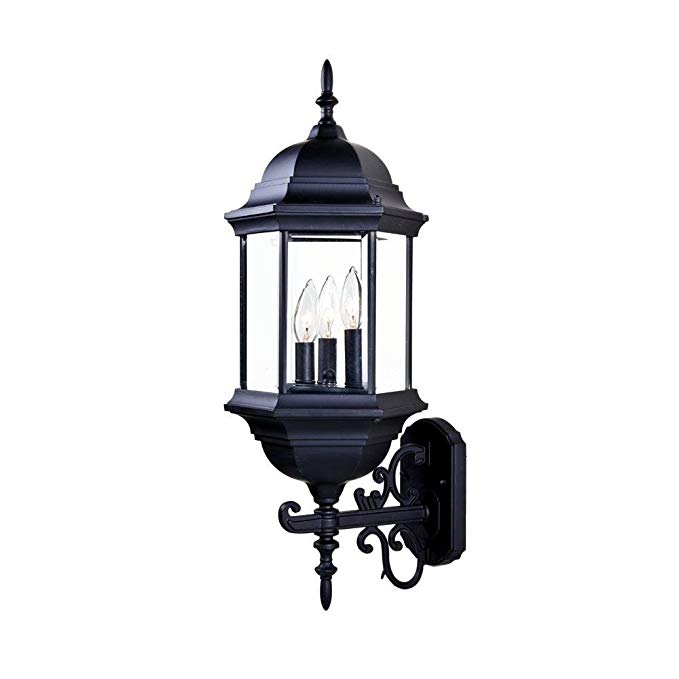 Acclaim 5180BK/SD Madison Collection 3-Light Wall Mount Outdoor Light Fixture, Matte Black