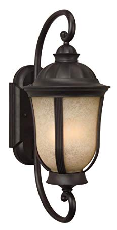 Craftmade Z6110-92-NRG Wall Lantern with Amber Frosted Glass Shades, Bronze Finish