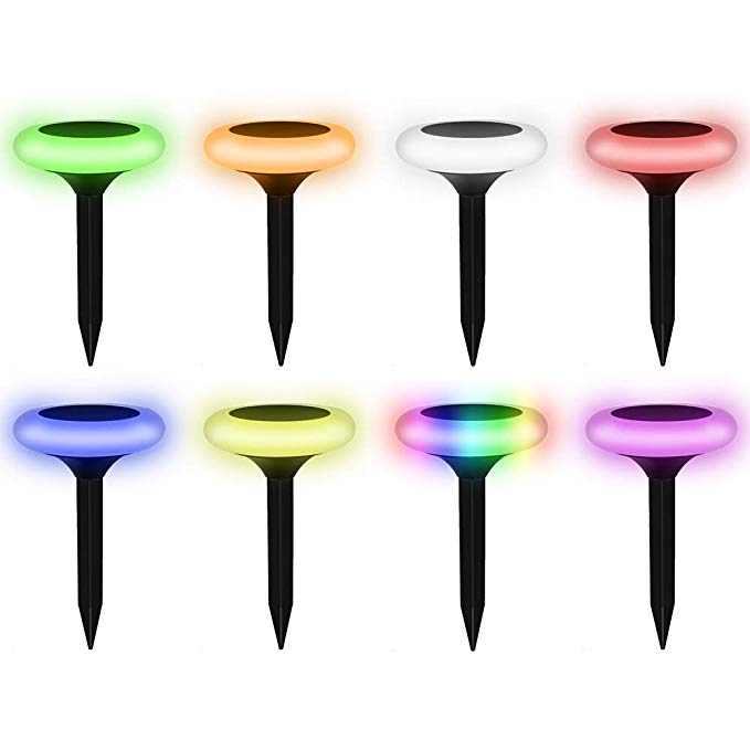 YOUDirect Solar Garden Lights 8 Pack, Colour Changing Backyard Lamp, Waterproof Lantern, Bright Landscape Outdoor for Lawn/Walkway/ Garden/Driveway/ Patio/Pool (Colorful x 8)