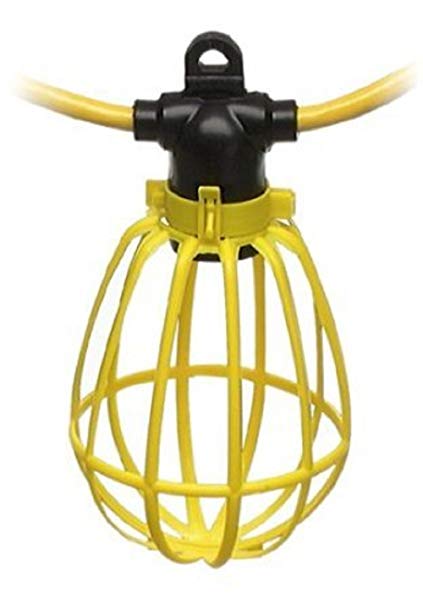 100 Foot Outdoor Yellow Commercial Contractor-Grade Plastic Cage String Lights 100FT 10 Sockets