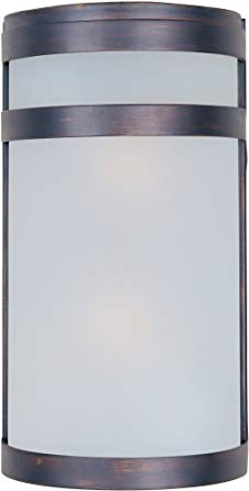 Maxim 5002FTOI Arc 2-Light Outdoor Wall Sconce Lantern, Oil Rubbed Bronze Finish, Frosted Glass, MB Incandescent Incandescent Bulb , 60W Max., Dry Safety Rating, Standard Dimmable, Glass Shade Material, Rated Lumens