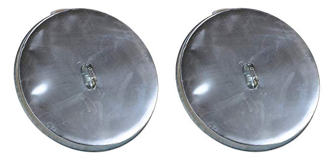 Vestil DC-245-H Open Head Galvanized Drum Cover with Handle, Silver (Pack of 2)