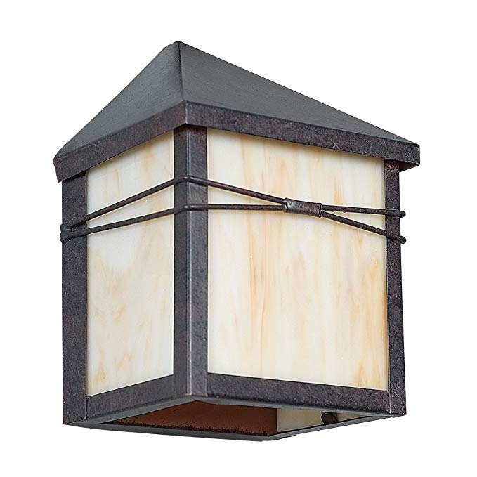 Sunset Lighting F4650-62 Outdoor Wall Sconce with Honey Glass, Rubbed Bronze Finish