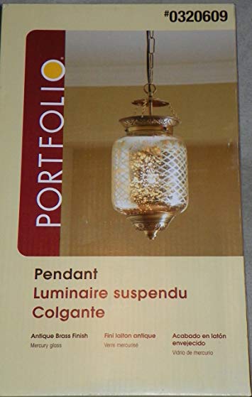 Portfolio Pendant Light Fixture featuring an Antique Brass Finish & Mercury Glass