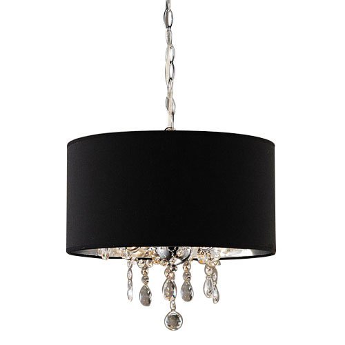 LightInTheBox 60W Modern Crystal Beaded Pendant Light with 3 Lights and Black Drum Shade Ceiling Light Fixture Chandeliers