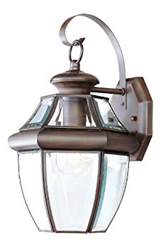 Livex Lighting 2151-58 Monterey 1 Light Outdoor Imperial Bronze Finish Solid Brass Wall Lantern with Clear Beveled Glass
