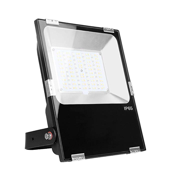 Mi.Light RGB+CCT 50W Outdoor Waterproof Landscape Lighting WiFi Smart LED Flood Light Fixture AC 85-265V Color Changing,2700-6500K Color Temperature Changeable(Wireless 2.4GHz Remote Not Included)