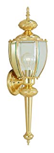 Livex Lighting 2112-02 Outdoor Wall Lantern with Clear Beveled Glass Shades, Polished Brass