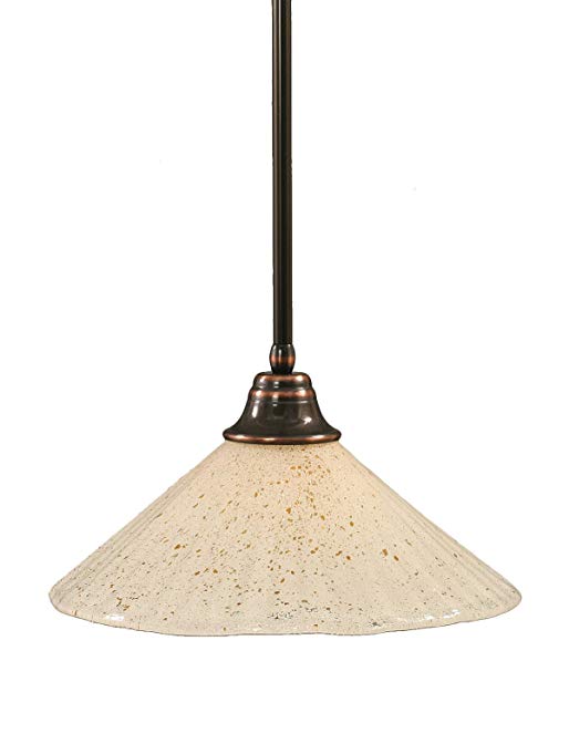 Toltec Lighting 26-BC-714 Stem Pendant Light Black Copper Finish with Gold Ice Glass Shade, 16-Inch