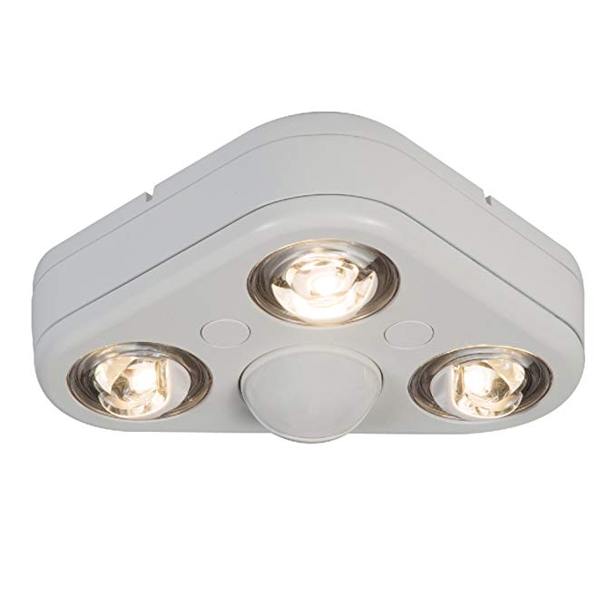 All-Pro REV32750MW Revolve LED Triple Head 270 Degree Motion Security Light, 2400 lm, White, 5000K