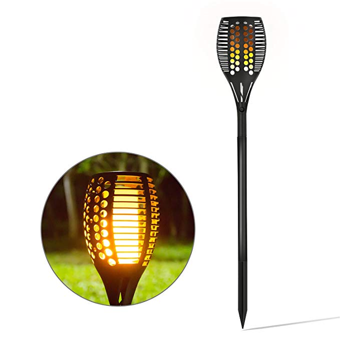 Openuye Solar Garden Tiki Torch Light 96 LED Flickering Path Dancing Flame Waterproof Outdoor Landscape Lights Dusk to Dawn Auto On/Off for Patio Deck Yard Wedding Party (1 Pack)