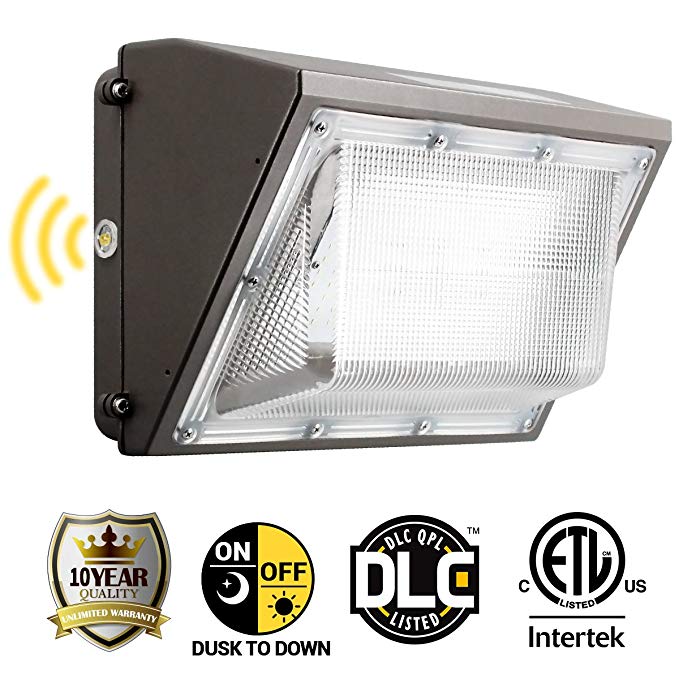 60W Led Wall Pack Light with Photocell, Outdoor Security Lighting, 5000K Daylight, 6600LM, Lifetime 50000H, Ip65 Waterproof Area Lighting, 10 Years Warranty