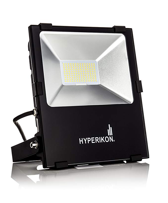 Hyperikon LED Flood Light,100w (500w Equivalent), 5000K (Crystal White Glow), Waterproof, IP65, 120-277v, Instant On, ETL and DLC