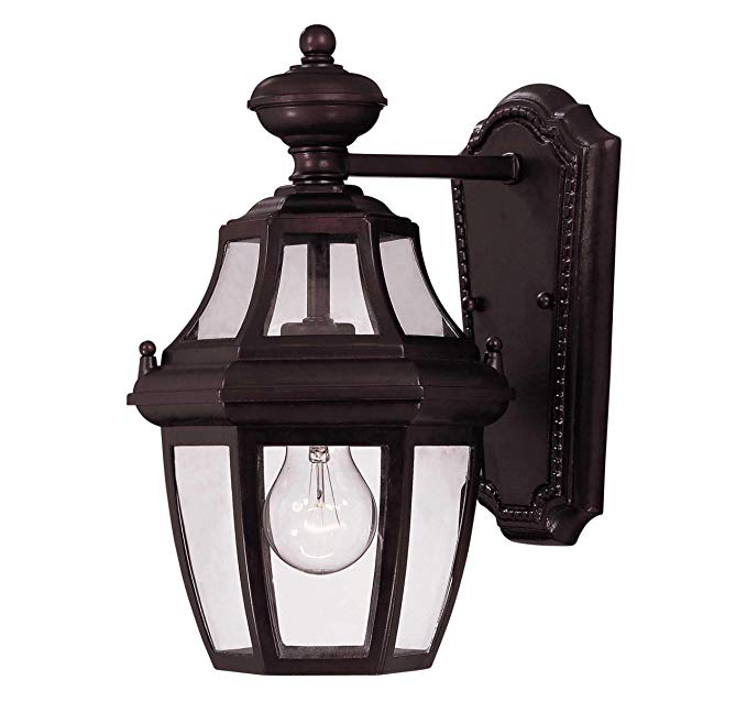 Savoy House Lighting 5-490-13 Endorado Collection 1-Light Outdoor Wall Mount 13.25-Inch Lantern, English Bronze Finish with Clear Glass