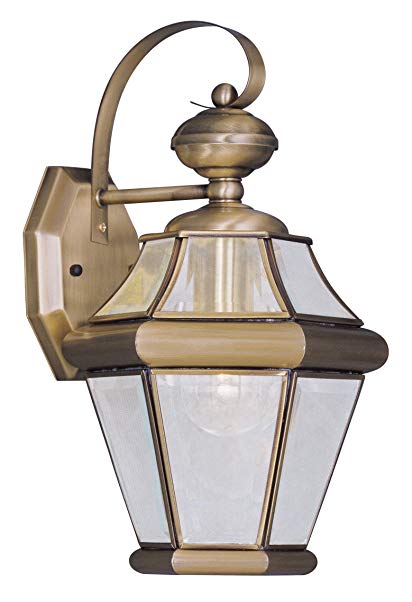 Livex Lighting 2161-01 Georgetown 1-Light Outdoor Wall Lantern, Antique Brass