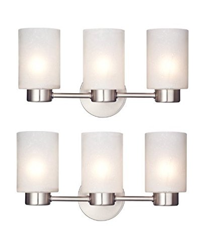 Westinghouse 6227900 Sylvestre Three-Light Interior Wall Fixture, Brushed Nickel Finish with Frosted Seeded Glass (2, Three-Light)