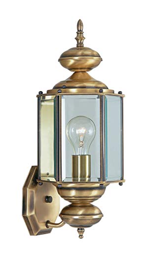 Livex Lighting 2006-01 Outdoor Wall Lantern with Clear Beveled Glass Shades, Antique Brass