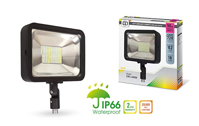LLT LED COMPACT Floodlight with Arm SMD Outdoor Landscape Security Waterproof 50W 5000K (Daylight)