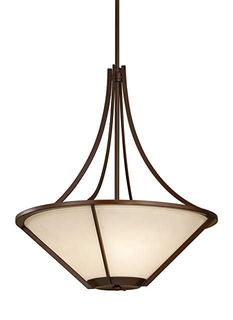 Feiss F2673/3HTBZ Nolan Collection 3-Light Pendant, Heritage Bronze Finish with Cream Etched Glass