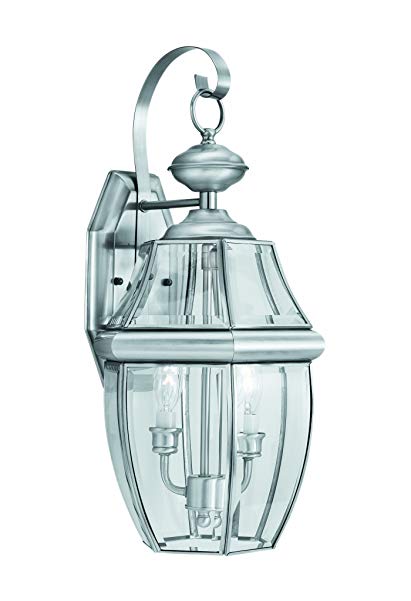 Thomas Lighting Sl9425-78 Heritage Two-Light Traditionally Styled Outdoor Wall Lantern, Brushed Nickel