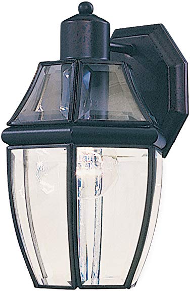 Maxim 4010CLBK South Park 1-Light Outdoor Wall Lantern, Black Finish, Clear Glass, MB Incandescent Incandescent Bulb , 13W Max., Damp Safety Rating, 2700K Color Temp, Glass Shade Material, 3600 Rated Lumens